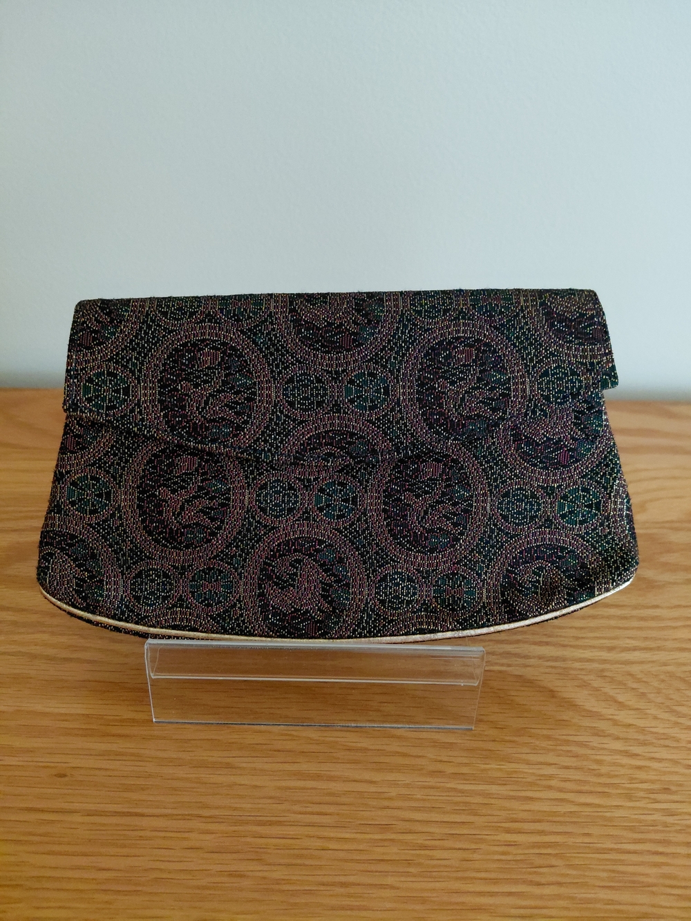 Vintage Black Multicolor Evening Clutch